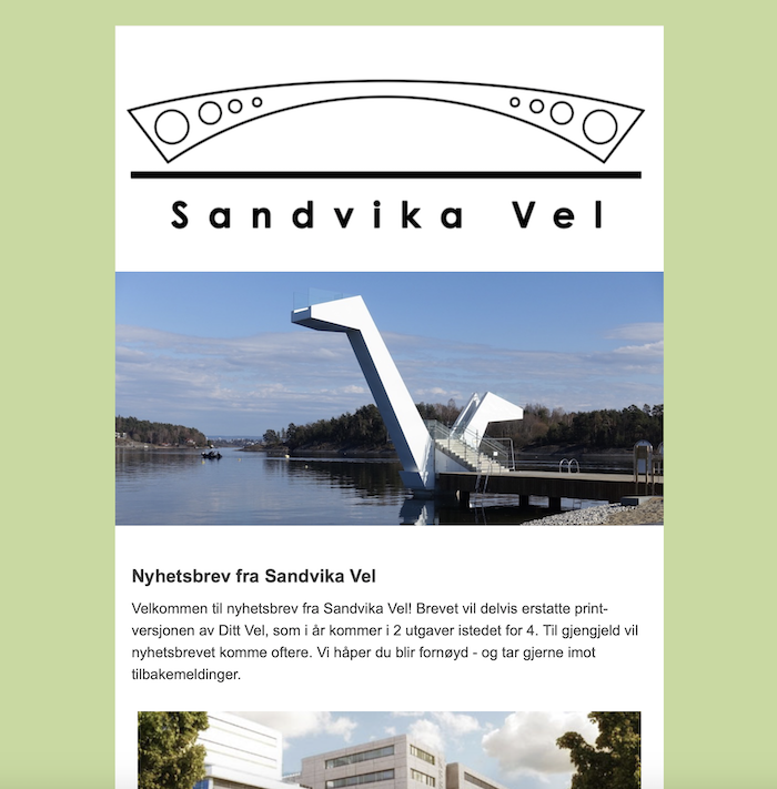 Nyhetsbrev fra Sandvika Vel